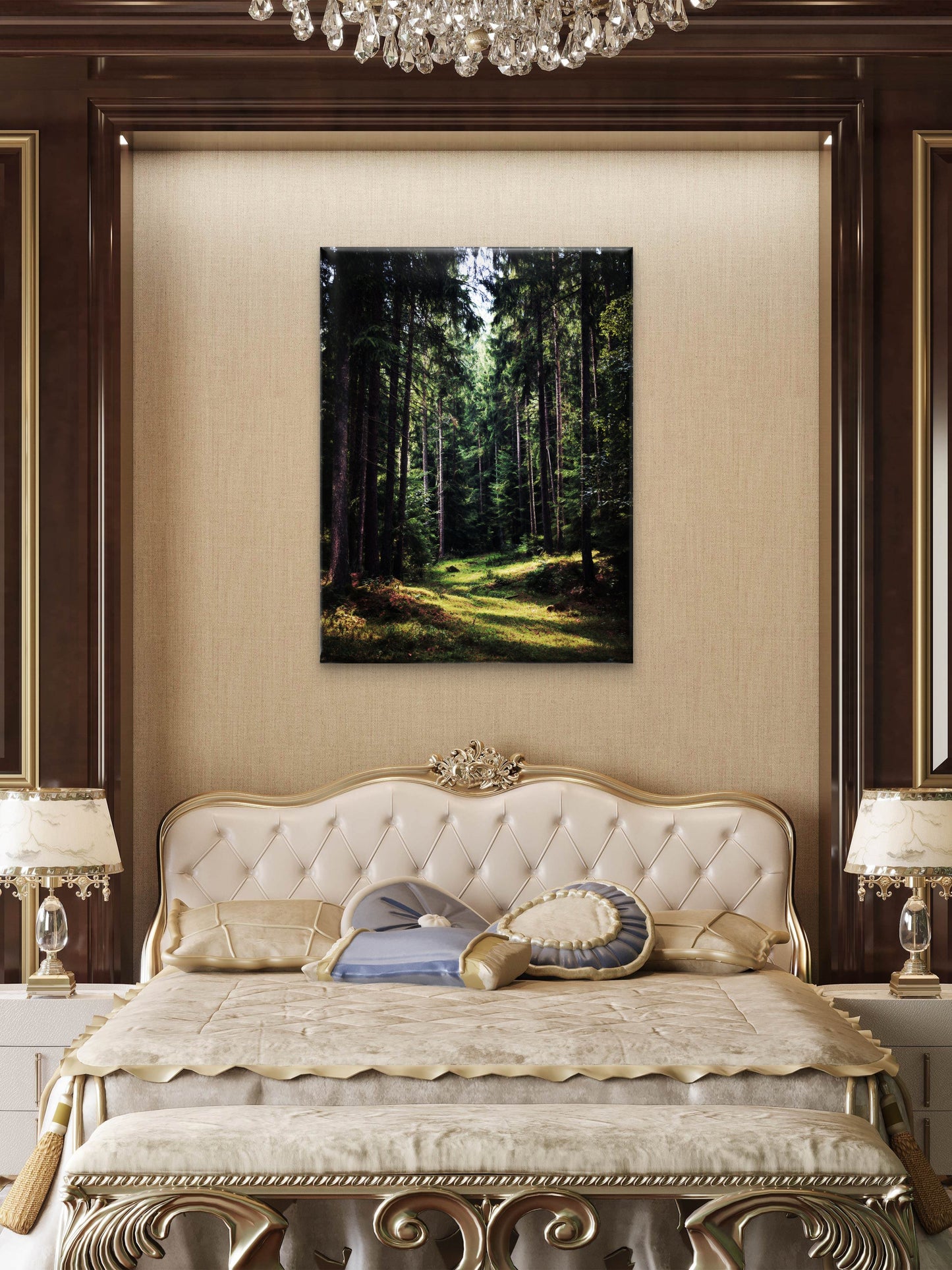 Dark Green Forest Canvas Print, Woodland Nature Wall Art