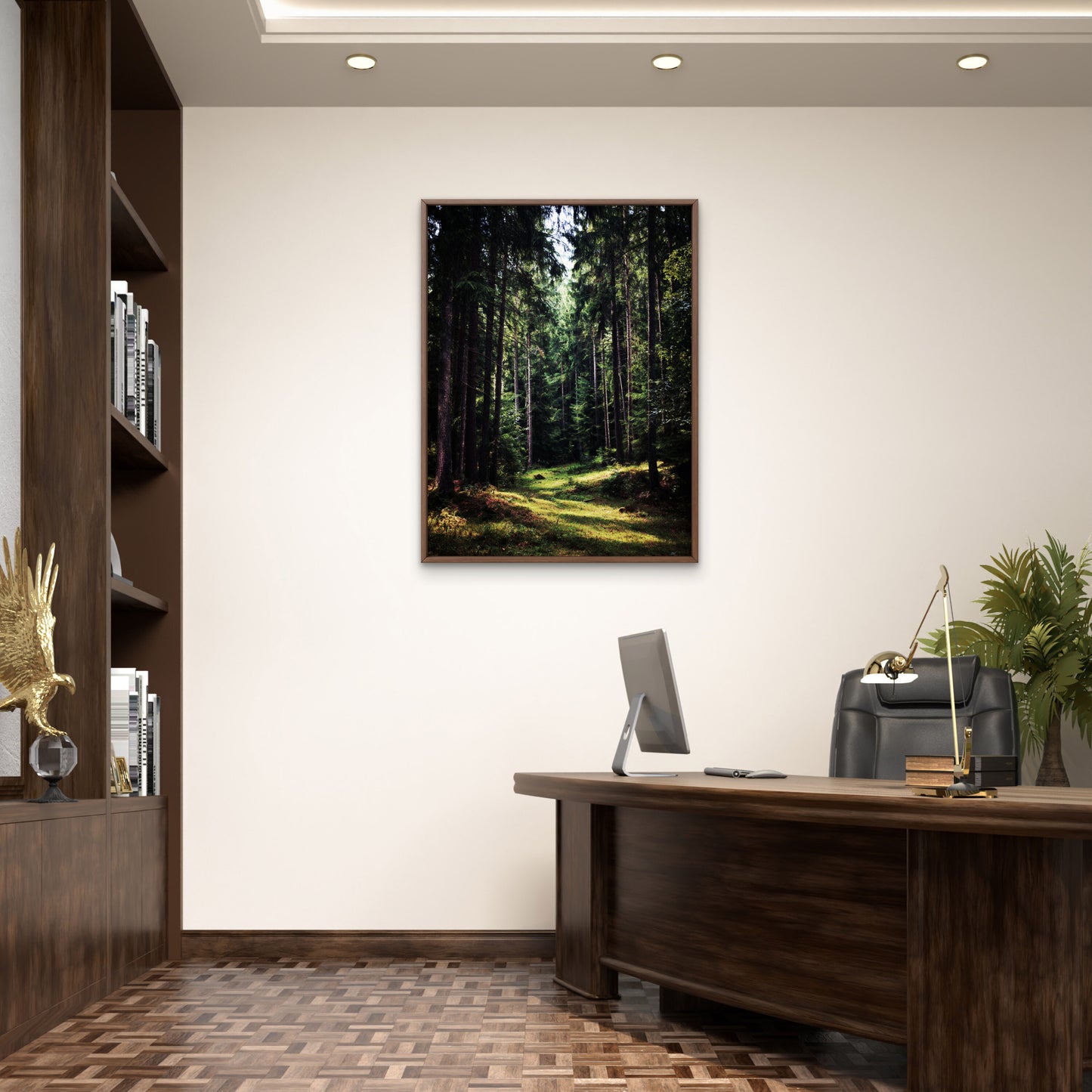 Dark Green Forest Canvas Print, Woodland Nature Wall Art