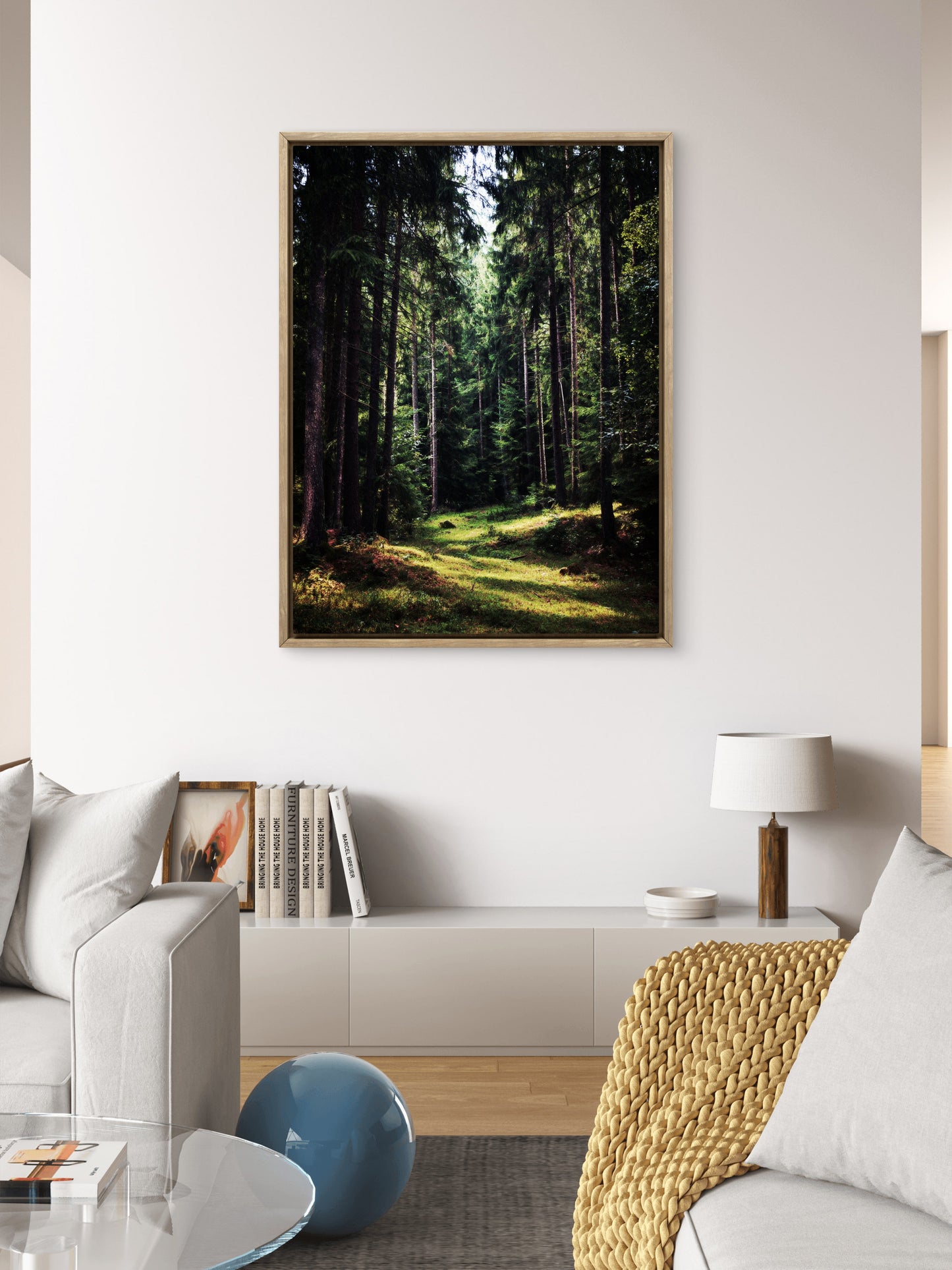 Dark Green Forest Canvas Print, Woodland Nature Wall Art