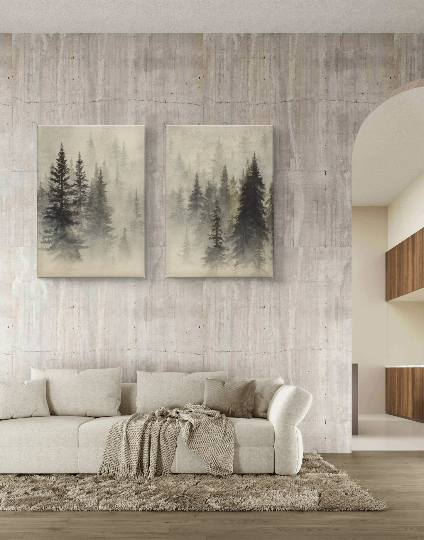 Morning Haze – Forest Canvas Wall Art Set of 2