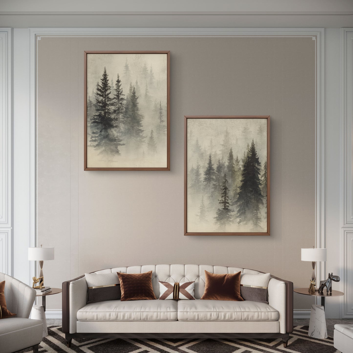 Morning Haze – Forest Canvas Wall Art Set of 2