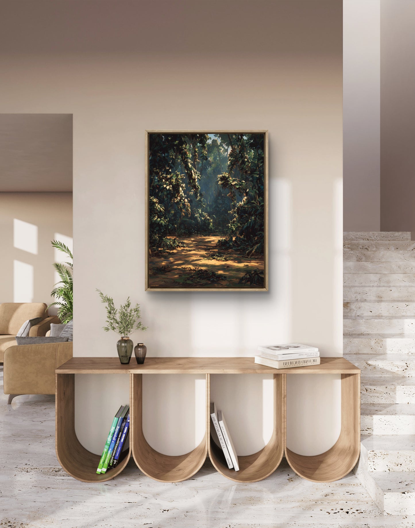 Warm Forest Walk Moody Nature Landscape Wall Art