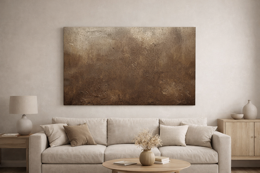 Warm Horizon Wall Art – Neutral Textured Abstract Canvas, Earth Tone Minimal Decor