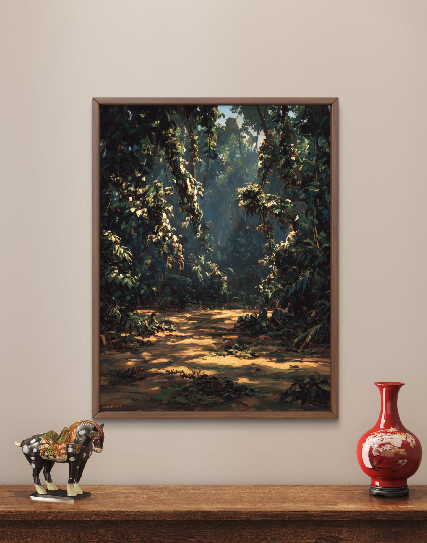 Warm Forest Walk Moody Nature Landscape Wall Art