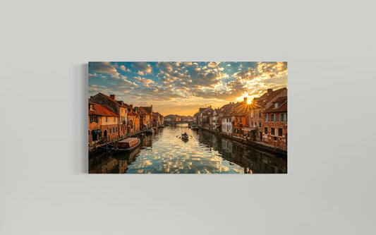 Golden Sunset Canal – Canvas & Framed Wall Art