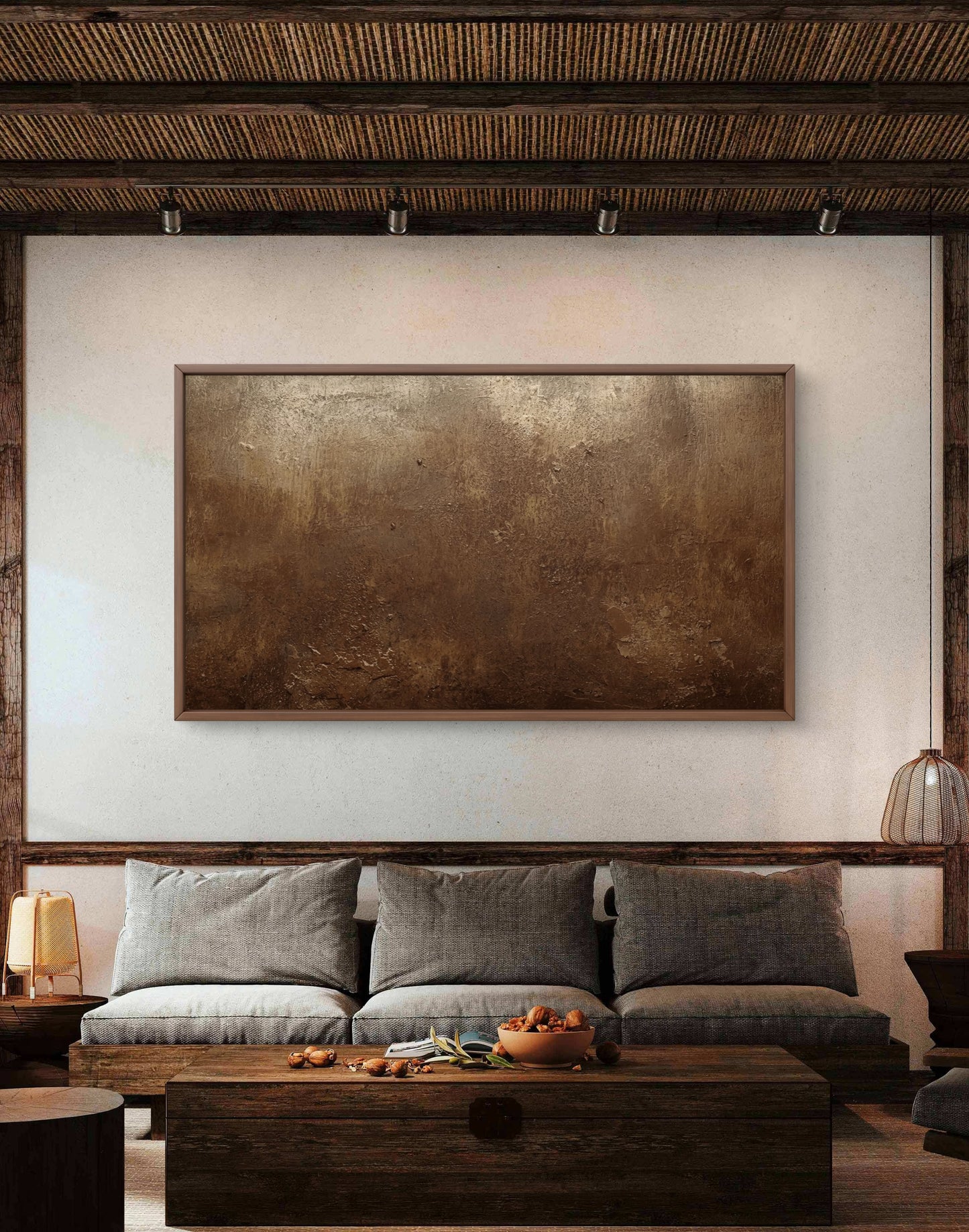 Warm Horizon Wall Art – Neutral Textured Abstract Canvas, Earth Tone Minimal Decor
