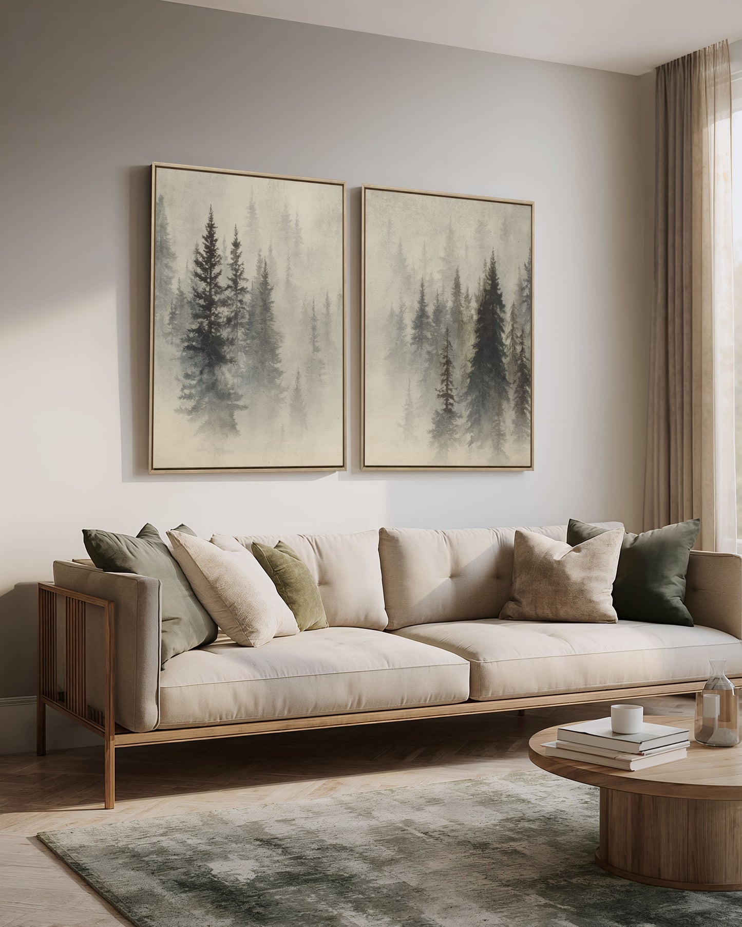 Morning Haze – Forest Canvas Wall Art Set of 2