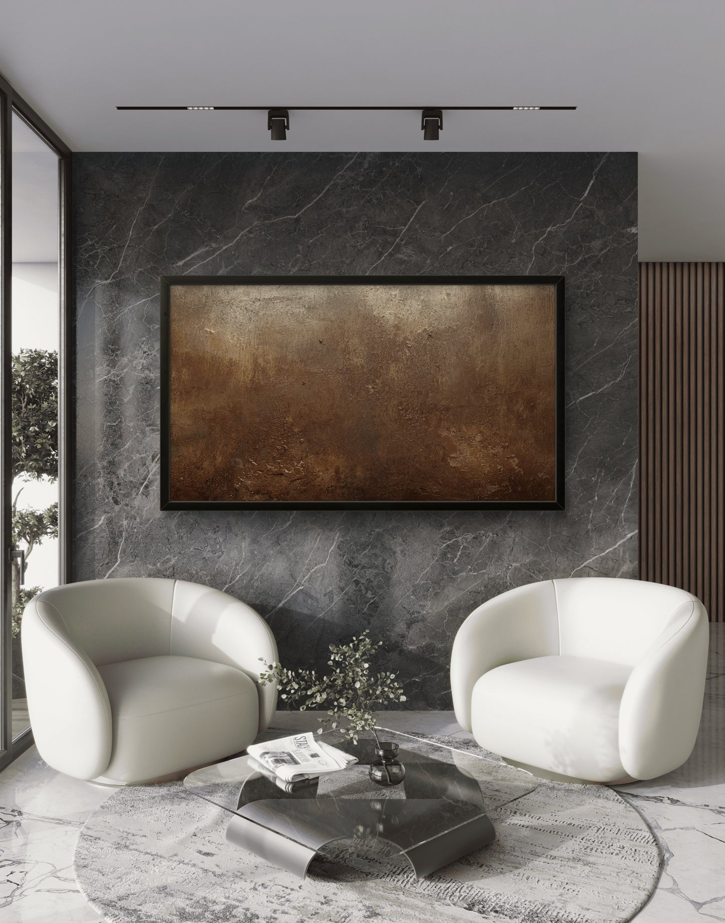 Warm Horizon Wall Art – Neutral Textured Abstract Canvas, Earth Tone Minimal Decor