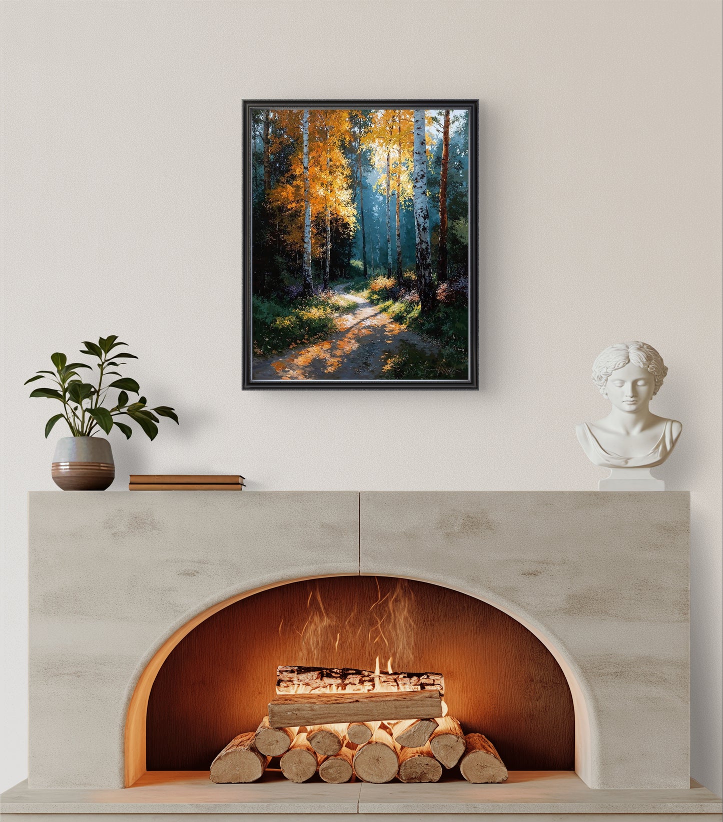Path of Light – Journey Through the Autumn Forest Premium Wall Art Print