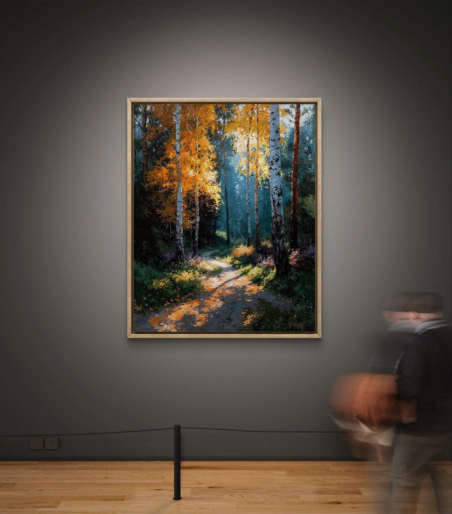 Path of Light – Journey Through the Autumn Forest Premium Wall Art Print