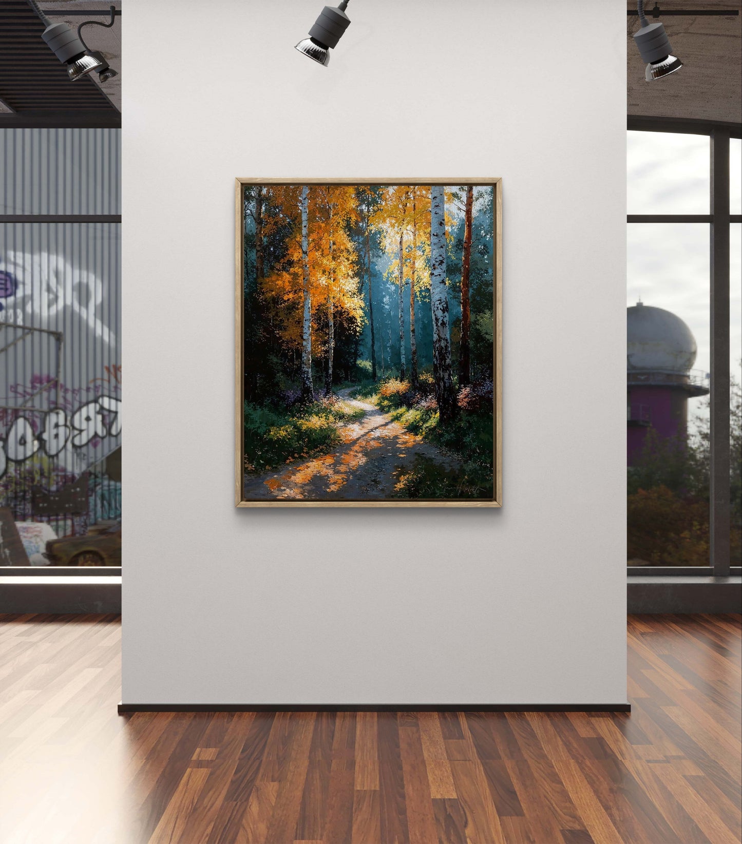 Path of Light – Journey Through the Autumn Forest Premium Wall Art Print